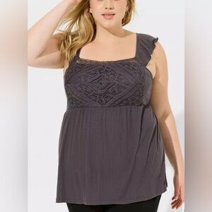 NWT Torrid textured jersey square neck flutter sleeve babydoll blouse size 1X